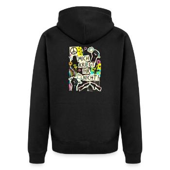 Frieden Demo Gegen Krieg - Unisex Premium Bio Zip Hoodie - Schwarz - Hinten - Nico (187cm)