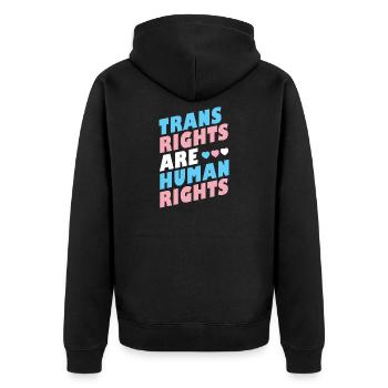 Mois de la Fierté LGBTQ - Les droits des personnes trans sont des droits humains - Veste à capuche bio Premium Unisexe - noir - Dos - Nico (187cm)