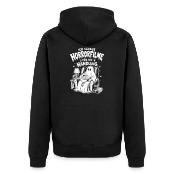 Horrorfilme wegen der Handlung Geist Design - Unisex Premium Bio Zip Hoodie - Schwarz - Hinten - Nico (187cm)
