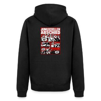 Junggesellenabschied Party Legenden - Unisex Premium Bio Zip Hoodie - Schwarz - Hinten - Nico (187cm)