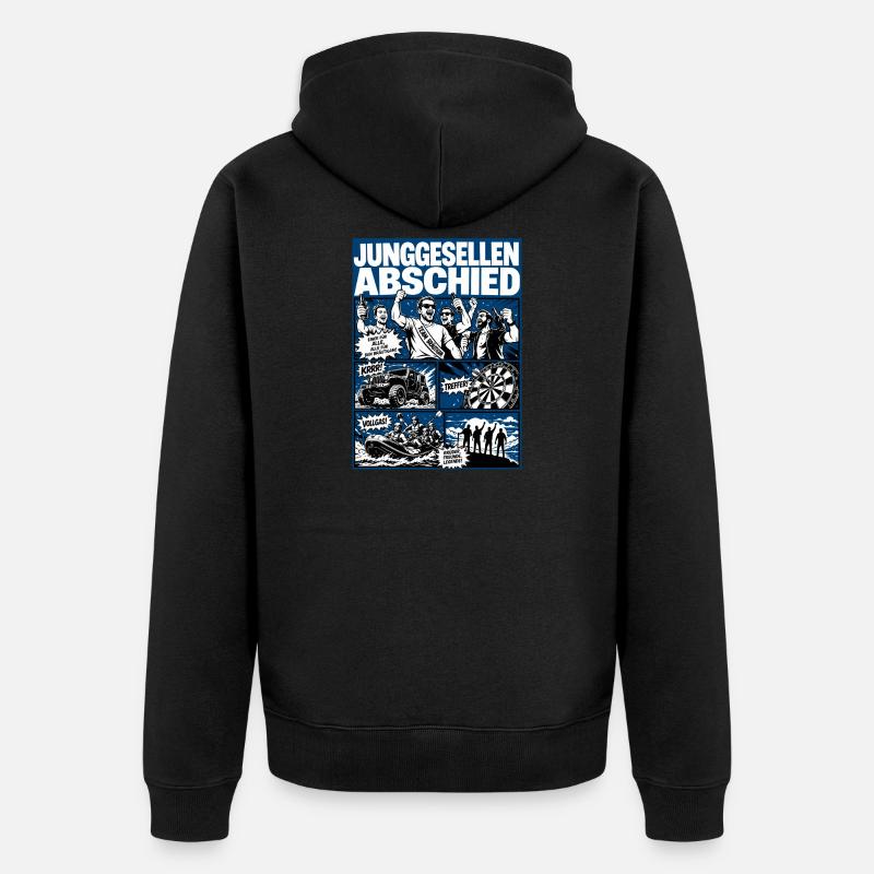 Junggesellenabschied Abenteuer Crew - Unisex Premium Bio Zip Hoodie - Schwarz