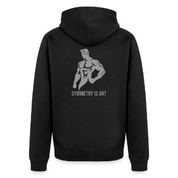 Symmetrie ist Kunst Silber-Ära Bodybuilding-Motivation - Unisex Premium Bio Zip Hoodie - Schwarz - Hinten - Nico (187cm)