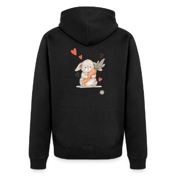 Bunny Carrot Hearts Cute Forest Creatures - Unisex Premium Organic Zip Hoodie - black - Back - Nico (187cm)