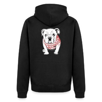Bulldog puppy  - Unisex Premium Bio Zip Hoodie - Schwarz - Hinten - Nico (187cm)