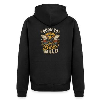 Born to Bee Wild Retro Biker Bee - Unisex Premium Bio Zip Hoodie - Schwarz - Hinten - Nico (187cm)