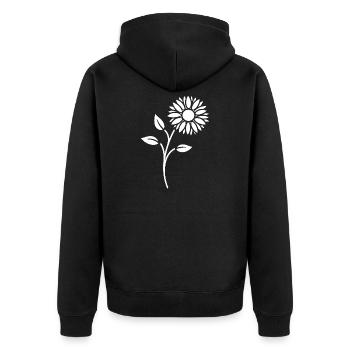 Blumen Silhouette Abstrakte Blütenkunst - Unisex Premium Bio Zip Hoodie - Schwarz - Hinten - Nico (187cm)