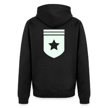 Abzeichen Stern - Unisex Premium Bio Zip Hoodie - Schwarz - Hinten - Nico (187cm)