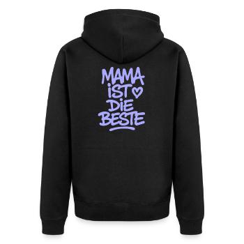 Mama ist die Beste - Unisex Premium Bio Zip Hoodie - Schwarz - Hinten - Nico (187cm)