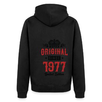 1977 Édition limitée - Veste à capuche bio Premium Unisexe - noir - Dos - Nico (187cm)