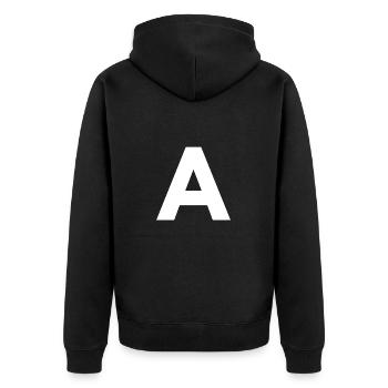 A - Unisex Premium Bio Zip Hoodie - Schwarz - Hinten - Nico (187cm)