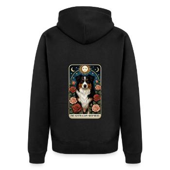 Australischer Schäferhund - Unisex Premium Bio Zip Hoodie - Schwarz - Hinten - Nico (187cm)