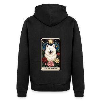 Samojede - Unisex Premium Bio Zip Hoodie - Schwarz - Hinten - Nico (187cm)