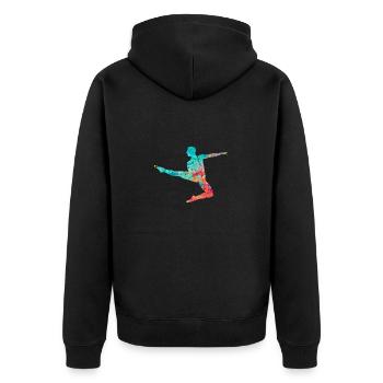 Tänzerin PopArt - Unisex Premium Bio Zip Hoodie - Schwarz - Hinten - Nico (187cm)