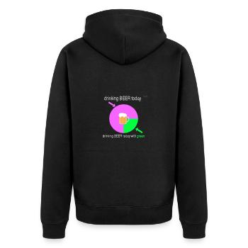 I drink beer today - I think - Unisex Premium Organic Zip Hoodie - black - Back - Nico (187cm)