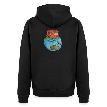 en route to Australia - Unisex Premium Organic Zip Hoodie - black - Back - Nico (187cm)