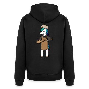 Einhorn Bäckerin Bäcker Alltagshelden - Unisex Premium Bio Zip Hoodie - Schwarz - Hinten - Nico (187cm)