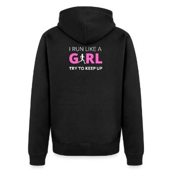 Running Like a Girl Girl Power Marathon Race - Unisex Premium Organic Zip Hoodie - black - Back - Nico (187cm)