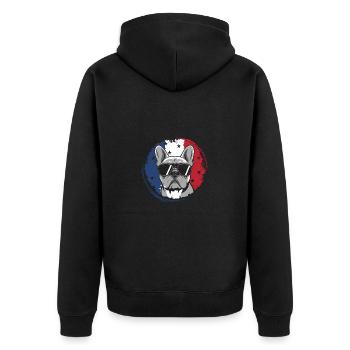 Bouledogue français Frenchie avec lunettes de soleil - Veste à capuche bio Premium Unisexe - noir - Dos - Nico (187cm)