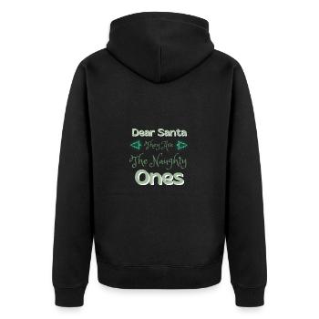 Lieber Weihnachtsmann, sie sind die Frechen Weihnachtsgeschenk - Unisex Premium Bio Zip Hoodie - Schwarz - Hinten - Nico (187cm)
