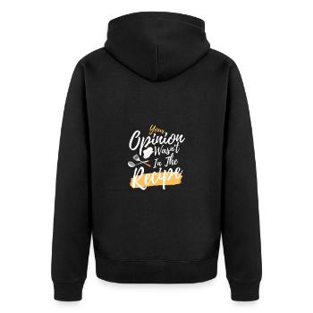 Ihre Meinung war nicht im Rezept - Unisex Premium Bio Zip Hoodie - Schwarz - Hinten - Nico (187cm)