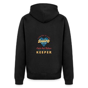 Fishing Is Like Dating Cute Blue Heart Fish Lovers - Unisex Premium Organic Zip Hoodie - black - Back - Nico (187cm)