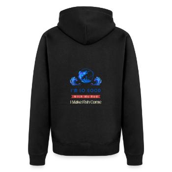 Ich bin so gut mit meiner Rute, dass ich Fische kommen lasse - Unisex Premium Bio Zip Hoodie - Schwarz - Hinten - Nico (187cm)