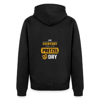 Live Everyday Like It's Pretzel Day April 26th - Unisex Premium Organic Zip Hoodie - black - Back - Nico (187cm)