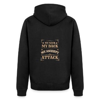 Mein Nacken Mein Rücken Meine Angstattacke Psychische Gesundheit - Unisex Premium Bio Zip Hoodie - Schwarz - Hinten - Nico (187cm)