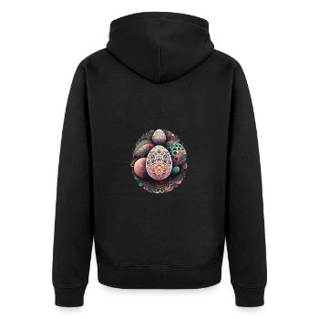 Eine abstrakte Interpretation von Ostereiern - Unisex Premium Bio Zip Hoodie - Schwarz - Hinten - Nico (187cm)