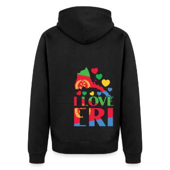 Eritrea Karte Herz I Love Eri Patriotic - Unisex Premium Bio Zip Hoodie - Schwarz - Hinten - Nico (187cm)