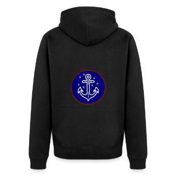 Anker Schifffahrt Symbol - Unisex Premium Bio Zip Hoodie - Schwarz - Hinten - Nico (187cm)