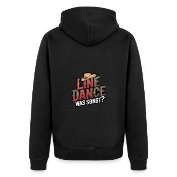 Line Dance Was sonst? Ich bin Line Dancer - Unisex Premium Bio Zip Hoodie - Schwarz - Hinten - Nico (187cm)