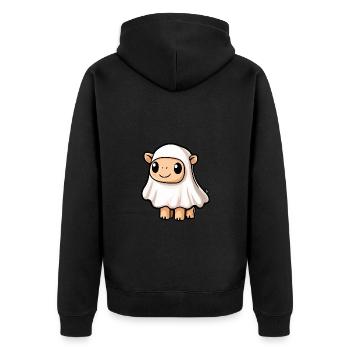 Kamel Halloween Lustig Geist - Unisex Premium Bio Zip Hoodie - Schwarz - Hinten - Nico (187cm)