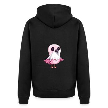 Flamingo Halloween Lustig Geist - Unisex Premium Bio Zip Hoodie - Schwarz - Hinten - Nico (187cm)