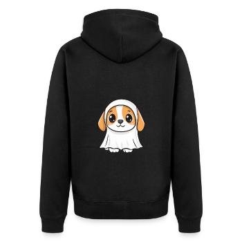 Beagle Hund Halloween Lustig Geist - Unisex Premium Bio Zip Hoodie - Schwarz - Hinten - Nico (187cm)