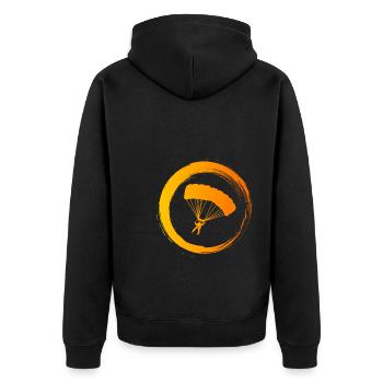 Sporty Hobby Leidenschaft Fallschirmspringen - Unisex Premium Bio Zip Hoodie - Schwarz - Hinten - Nico (187cm)