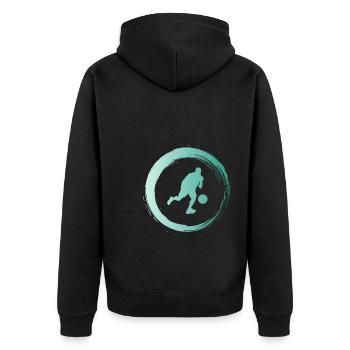 Sporty Hobby Leidenschaft Basketball - Unisex Premium Bio Zip Hoodie - Schwarz - Hinten - Nico (187cm)