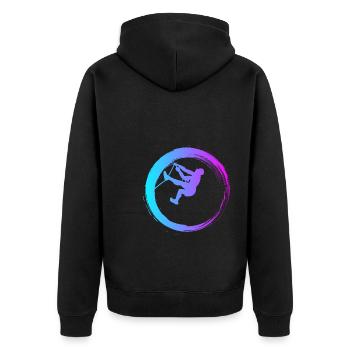 Sporty Hobby Leidenschaft Klettern - Unisex Premium Bio Zip Hoodie - Schwarz - Hinten - Nico (187cm)