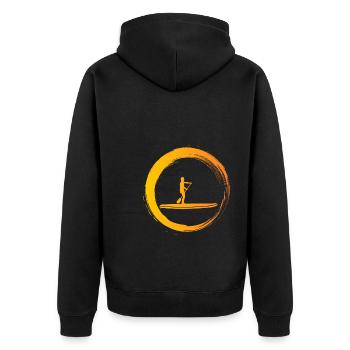 Sporty Hobby Leidenschaft Stand Up Paddle - Unisex Premium Bio Zip Hoodie - Schwarz - Hinten - Nico (187cm)