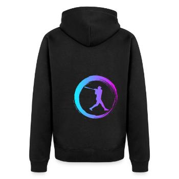Sporty Hobby Leidenschaft Baseball - Unisex Premium Bio Zip Hoodie - Schwarz - Hinten - Nico (187cm)