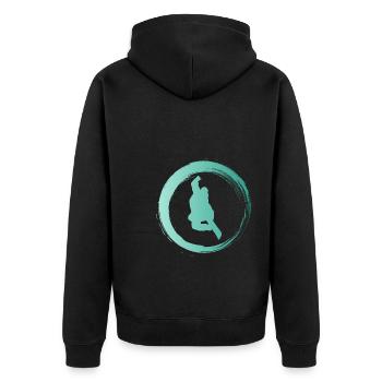 Sporty Hobby Leidenschaft Snowboard - Unisex Premium Bio Zip Hoodie - Schwarz - Hinten - Nico (187cm)