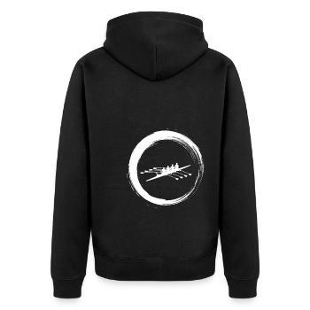Sporty Hobby Leidenschaft Rudern - Unisex Premium Bio Zip Hoodie - Schwarz - Hinten - Nico (187cm)