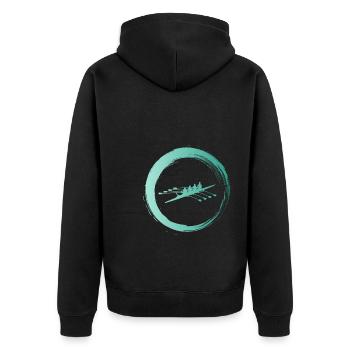 Sporty Hobby Leidenschaft Rudern - Unisex Premium Bio Zip Hoodie - Schwarz - Hinten - Nico (187cm)