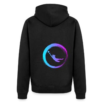 Sporty Hobby Leidenschaft Torwart - Unisex Premium Bio Zip Hoodie - Schwarz - Hinten - Nico (187cm)