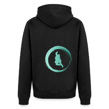 Sporty Hobby Leidenschaft Snowboard - Unisex Premium Bio Zip Hoodie - Schwarz - Hinten - Nico (187cm)