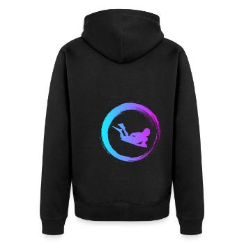 Sporty Hobby Leidenschaft Bodyboard - Unisex Premium Bio Zip Hoodie - Schwarz - Hinten - Nico (187cm)