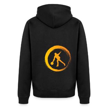 Sporty Hobby Leidenschaft Bowling - Unisex Premium Bio Zip Hoodie - Schwarz - Hinten - Nico (187cm)
