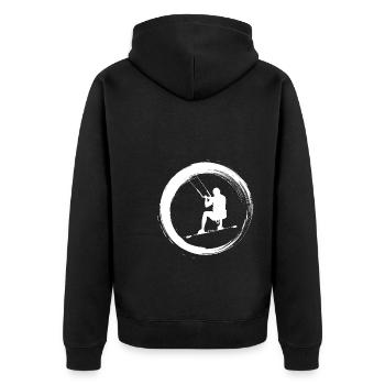 Sporty Hobby Leidenschaft Kiteboard - Unisex Premium Bio Zip Hoodie - Schwarz - Hinten - Nico (187cm)