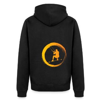 Sporty Hobby Leidenschaft Kiteboard - Unisex Premium Bio Zip Hoodie - Schwarz - Hinten - Nico (187cm)