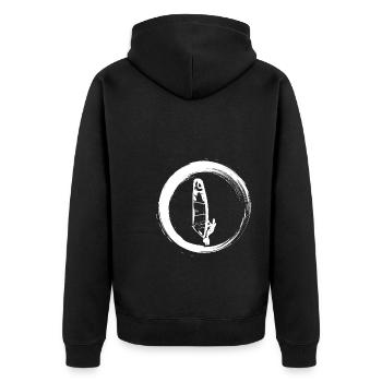 Sporty Hobby Leidenschaft Windsurfer - Unisex Premium Bio Zip Hoodie - Schwarz - Hinten - Nico (187cm)
